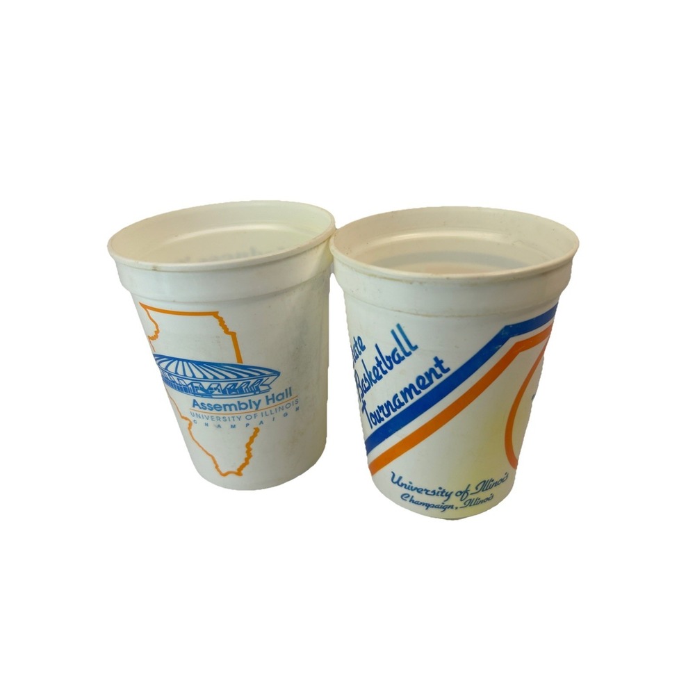 HS Basketball Cups 1986-7 Illinois March Madness Cup Stained Assembly Hall Read!
